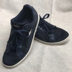 Puma Smash Knit Men's Blue White Running Shoes Lace Up Size 8